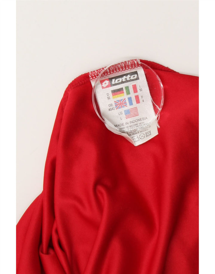 Męska koszulka polo Lotto UK 40/42, duża, poliester w czerwone paski