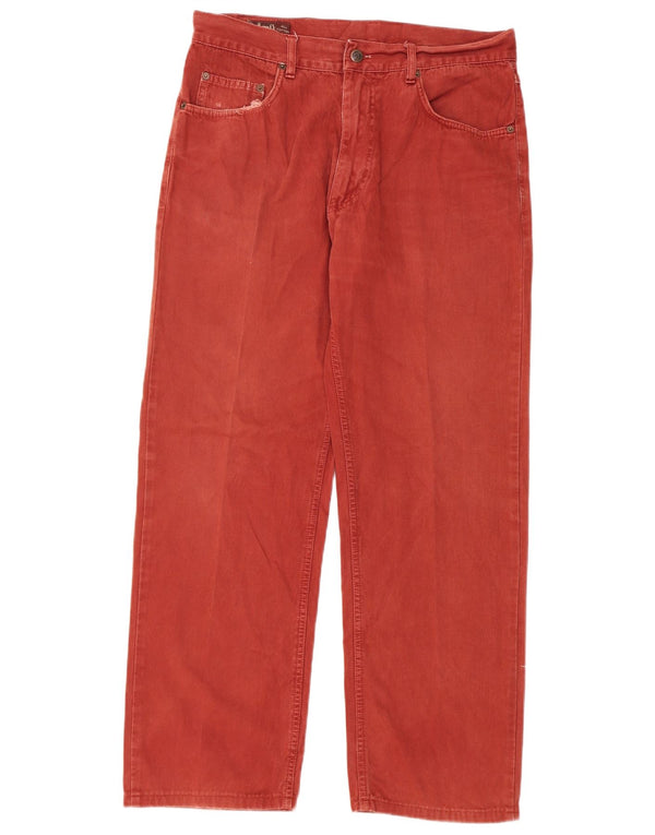 MARLBORO CLASSICS Męskie proste spodnie codzienne W33 L29 Bordowa bawełna