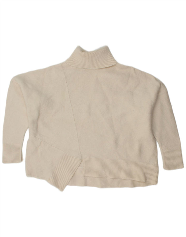 Cos Damski sweter oversize z golfem UK 14, średnia biała wełna