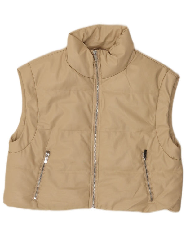 Damska wyściełana kamizelka ze sztucznej skóry o luźnym kroju Zara UK 10 Small Beige