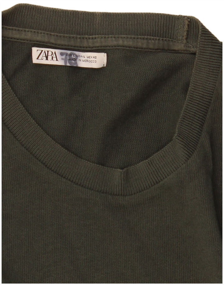 Męski T-shirt Zara, duży, khaki