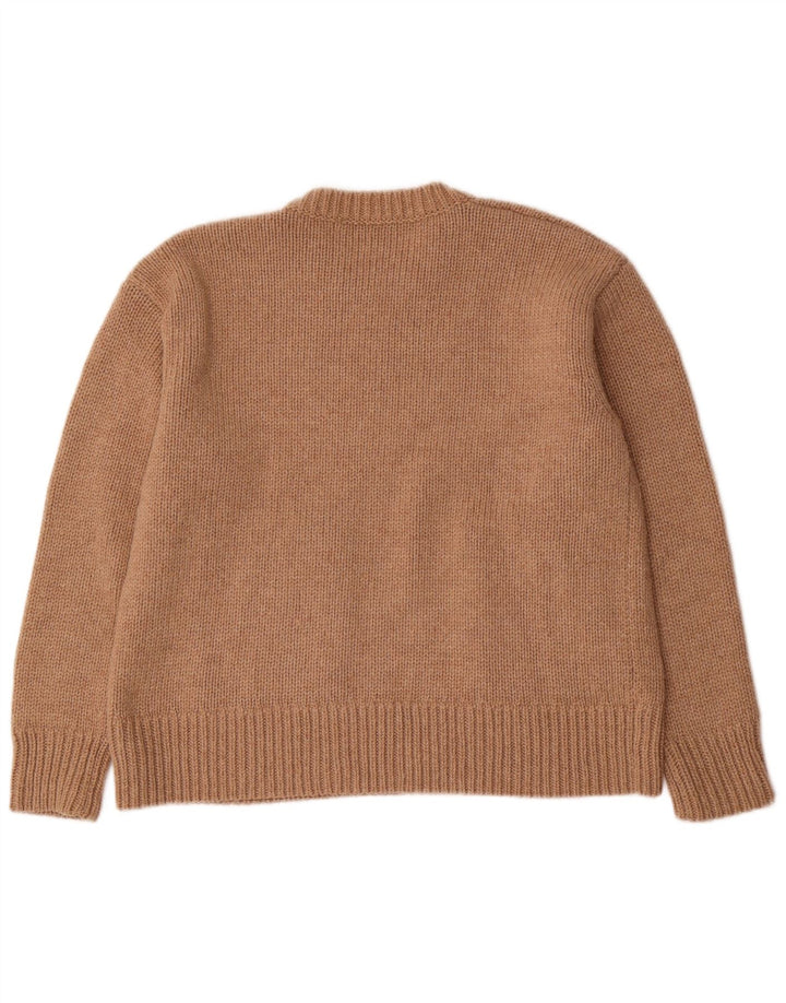 Damski sweter oversize Zara z okrągłym dekoltem, UK 10, mały, brązowy poliester