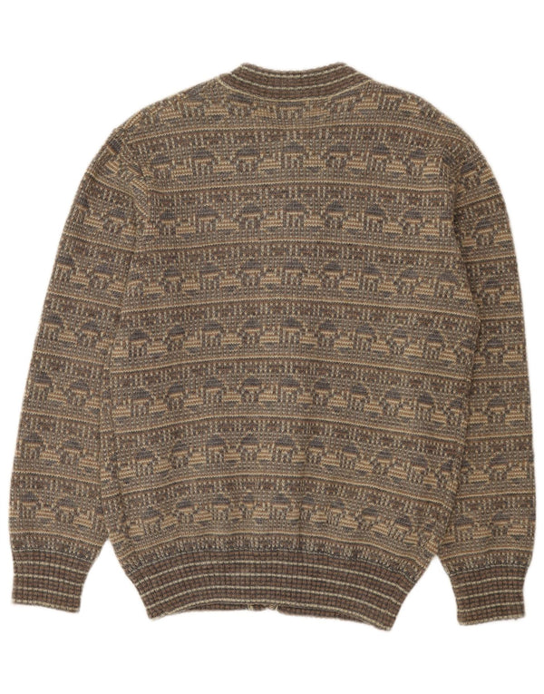 Sweter męski w stylu vintage, średnioszary, Fair Isle Wool