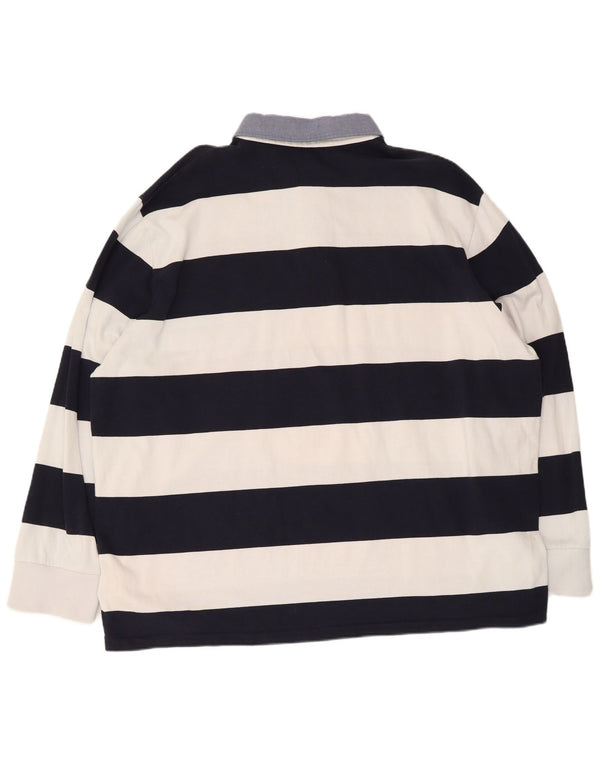 Męska koszulka polo do rugby Gant z długim rękawem, 5XL, bawełniana w granatowe paski