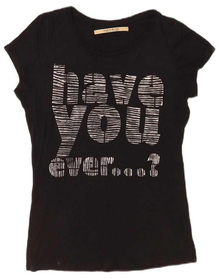 Damska koszulka z grafiką Zara Top UK 12 Medium Black