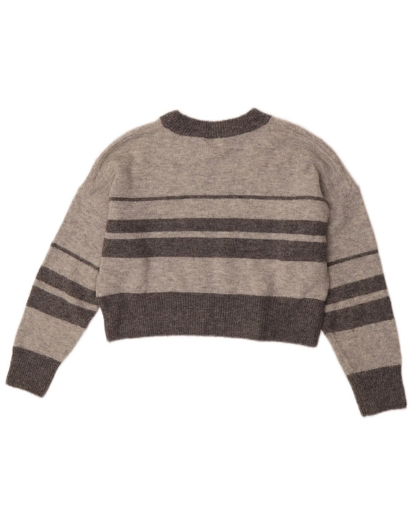 Damski sweter Topshop Petite Crop z okrągłym dekoltem UK 8 w małe szare paski