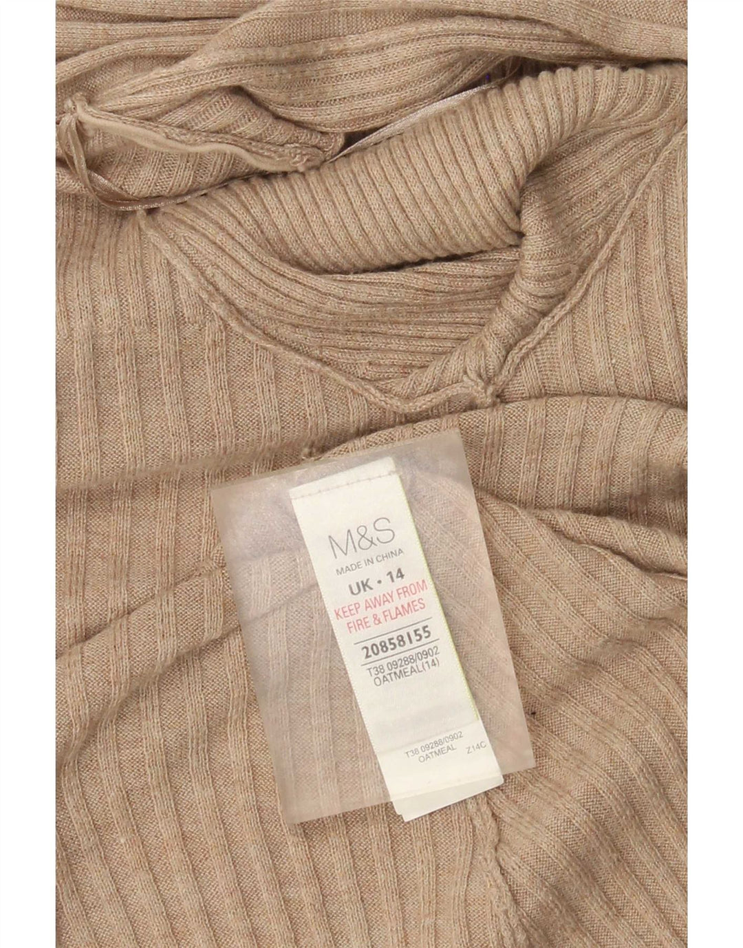 Sweter damski Marks & Spencer Longline Open Cardigan UK 14 średni beż