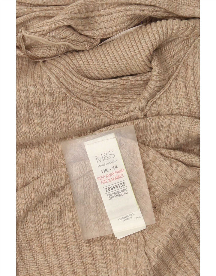 Sweter damski Marks & Spencer Longline Open Cardigan UK 14 średni beż