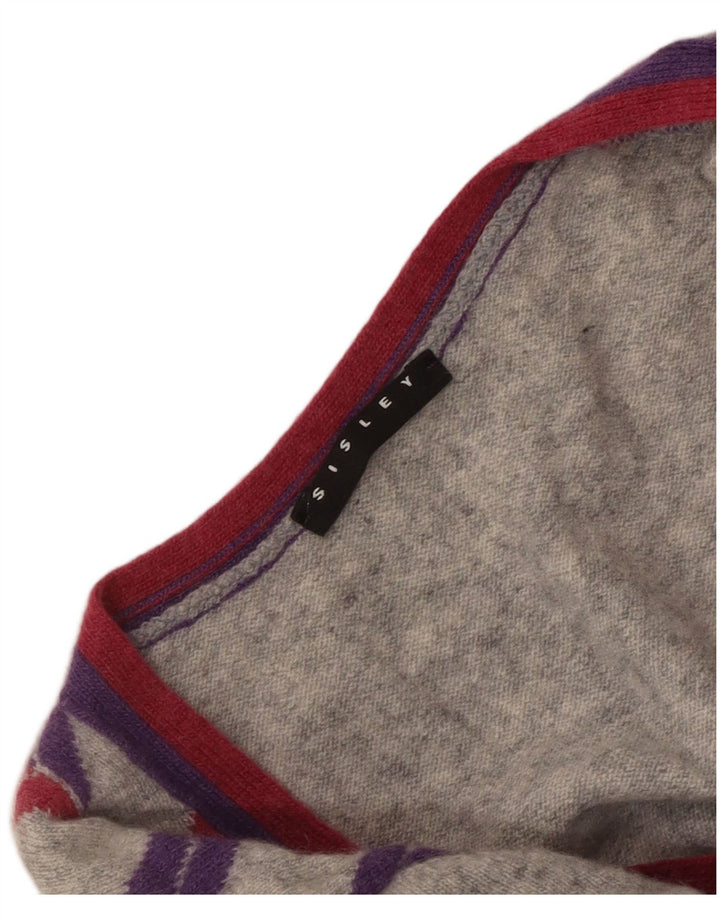 Sweter damski Sisley z dekoltem w szpic UK 10 Mały szary Argyle/Diament