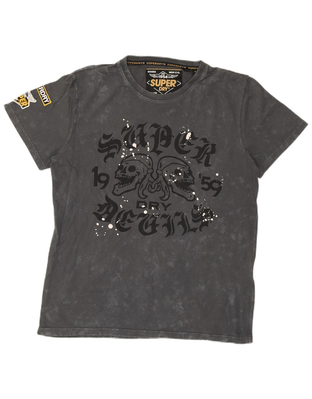 SUPERDRY Męski T-shirt z grafiką, duży, szary Tie Dye