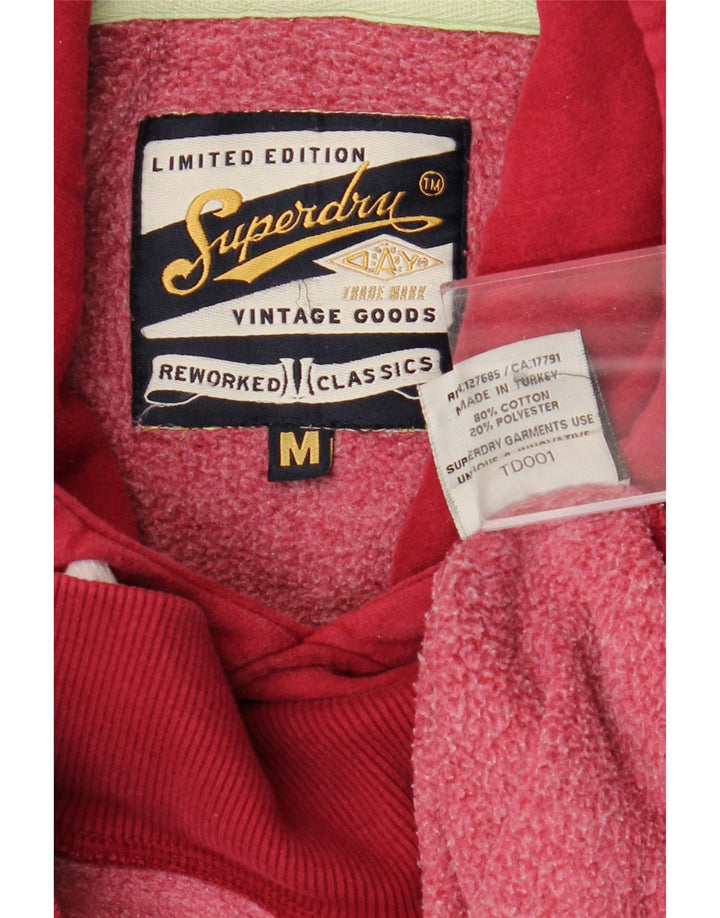 Męski sweter z kapturem Superdry z grafiką, średnio czerwony, bawełniany