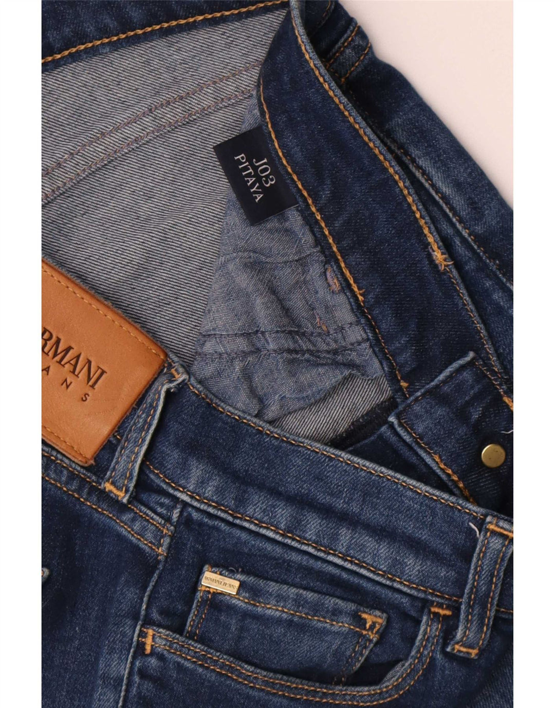 Armani Damskie Crop Straight Jeans W30 L25 Niebieskie bawełniane