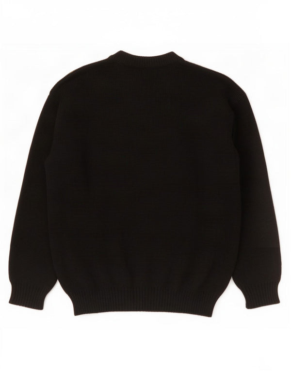 Sweter damski w stylu vintage z okrągłym dekoltem UK 14 Średni czarny akryl Nowość