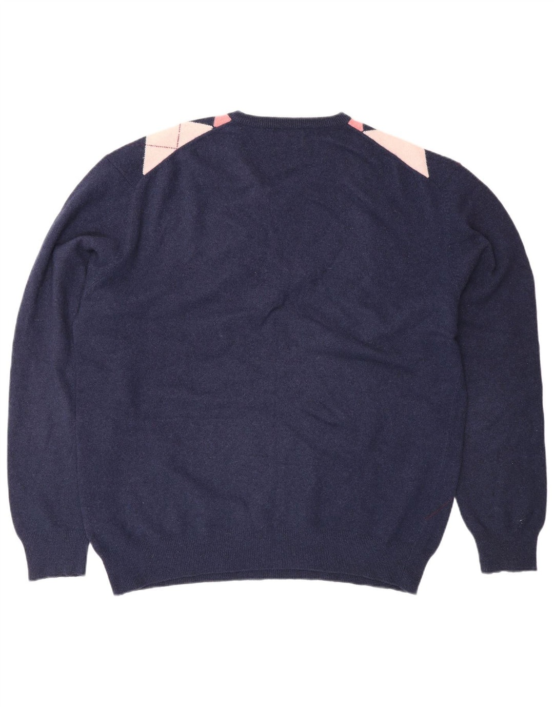 Męski sweter Kappa z dekoltem w kształcie litery V, 2XL, granatowy Argyle/diamentowa wełna