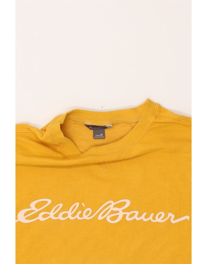 EDDIE BAUER Womens Oversized Graphic Sweatshirt Jumper UK 14 Medium Yellow Vintage Eddie Bauer and Second-Hand Eddie Bauer from Messina Hembry 