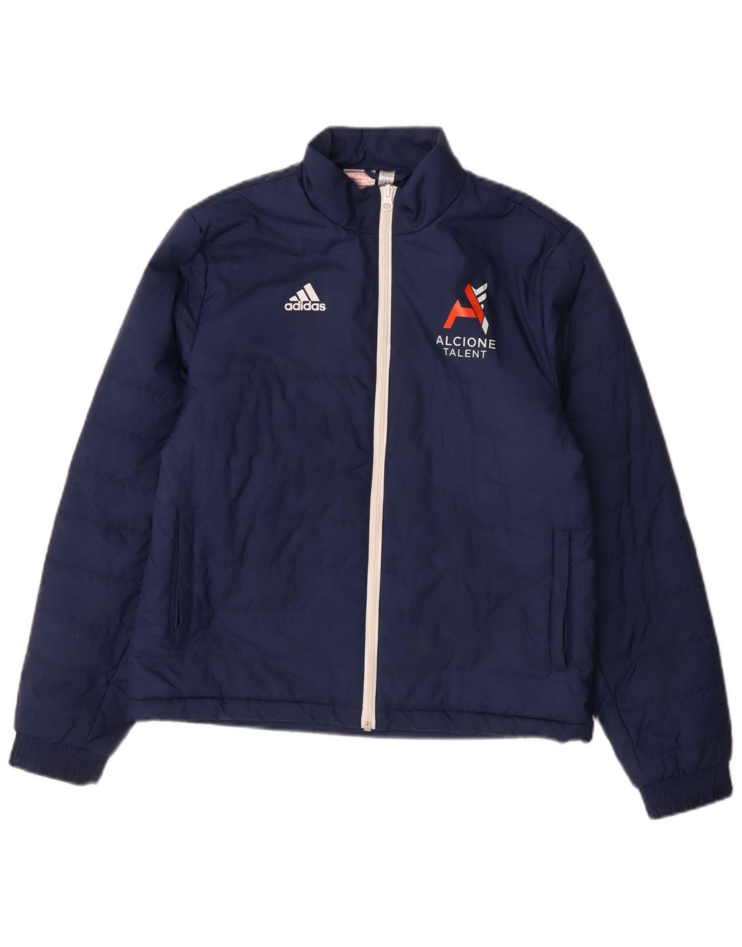 Chłopięca kurtka Adidas z grafiką, wyściełana, 13-14 lat, granatowa, poliester