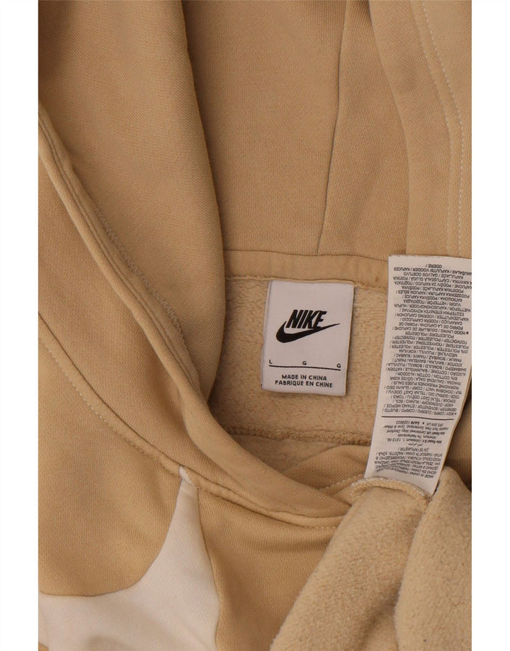 Męski sweter z kapturem Nike z grafiką, duży, beżowy, bawełniany
