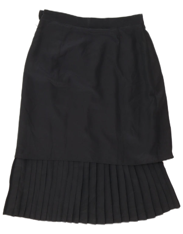 Damska plisowana spódnica midi w stylu vintage UK 14 Medium W30 Czarny poliester