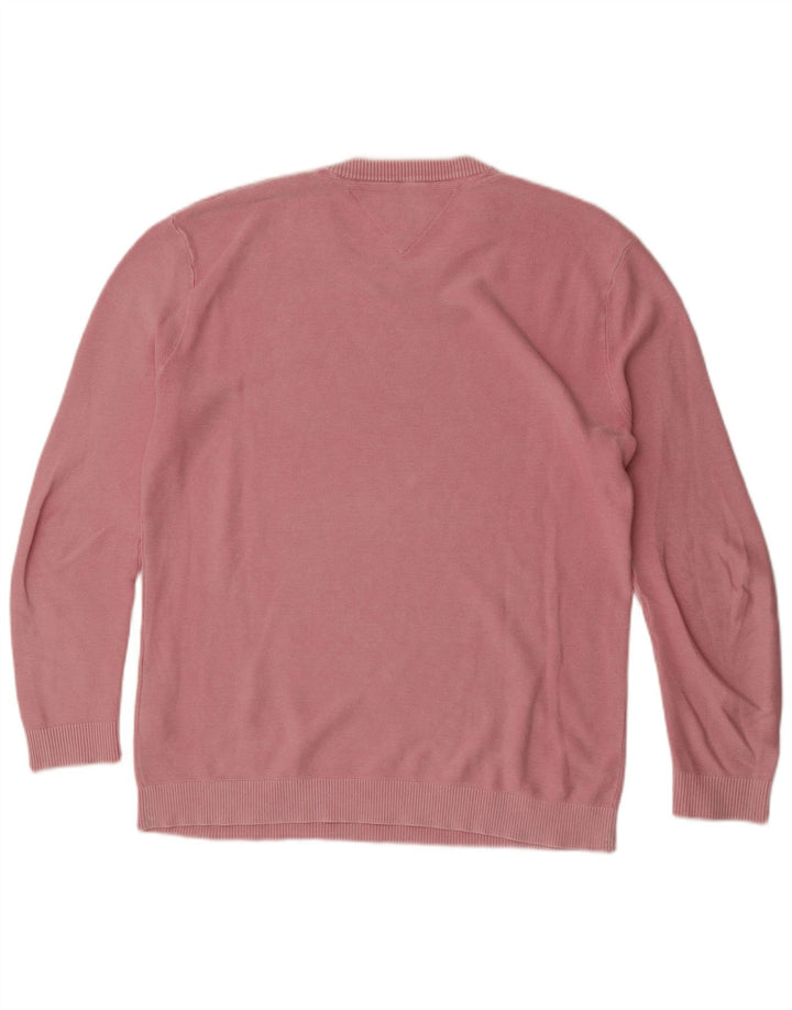 Męski sweter z okrągłym dekoltem Tommy Hilfiger, duży, różowy