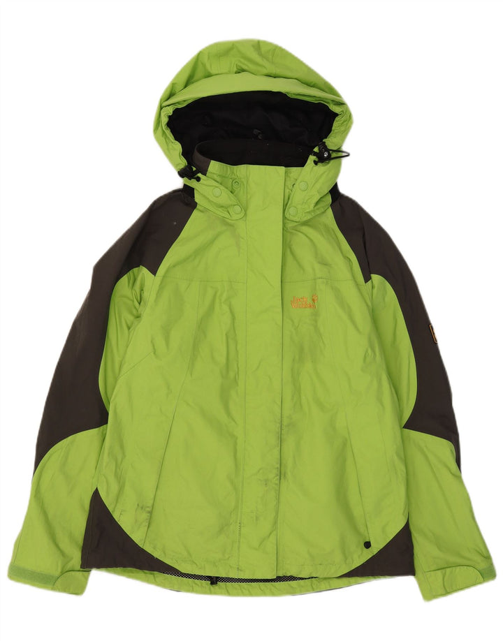 Damska kurtka przeciwdeszczowa Jack Wolfskin z kapturem UK 12/14 w kolorze średniej zieleni