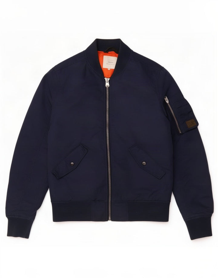 Męska wyściełana kurtka bomber Jack & Jones UK 36, mała, granatowa, nylonowa
