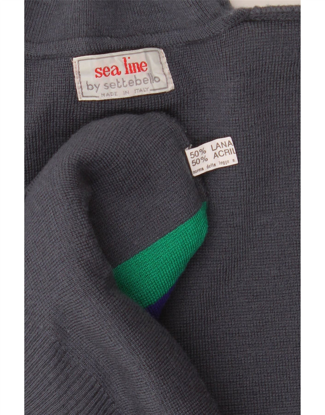 Męski sweter polo SETTEBELLO, duży, szary, wełniany z blokami kolorów