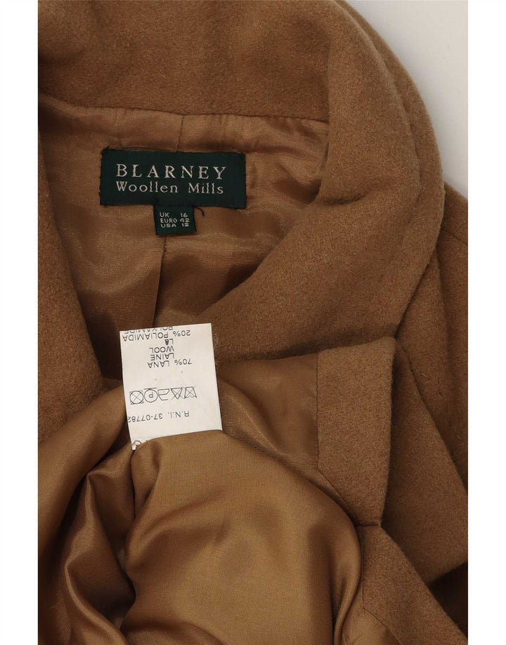 Płaszcz damski Blarney Woolen Mills UK 16, duży, beżowy, wełniany