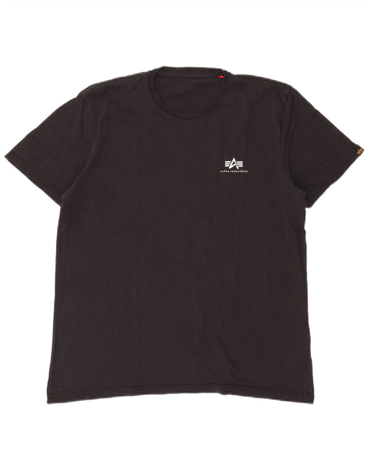 T-shirt męski Alpha Industries, średni czarny, bawełniany