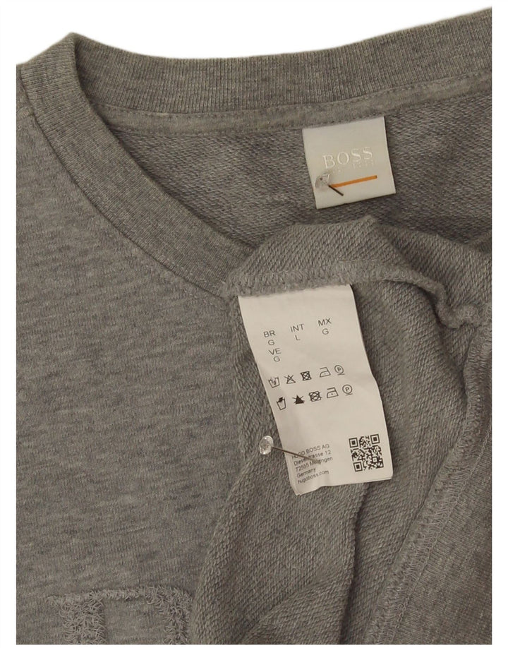 Damska bluza z grafiką Hugo Boss UK 16, duża, szara bawełna