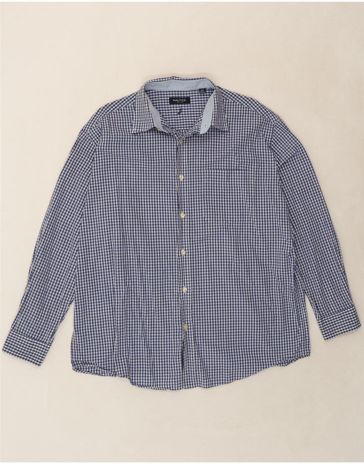 NAUTICA Mens Shirt Size 16 1/2 Large Blue Gingham Cotton Vintage Nautica and Second-Hand Nautica from Messina Hembry 
