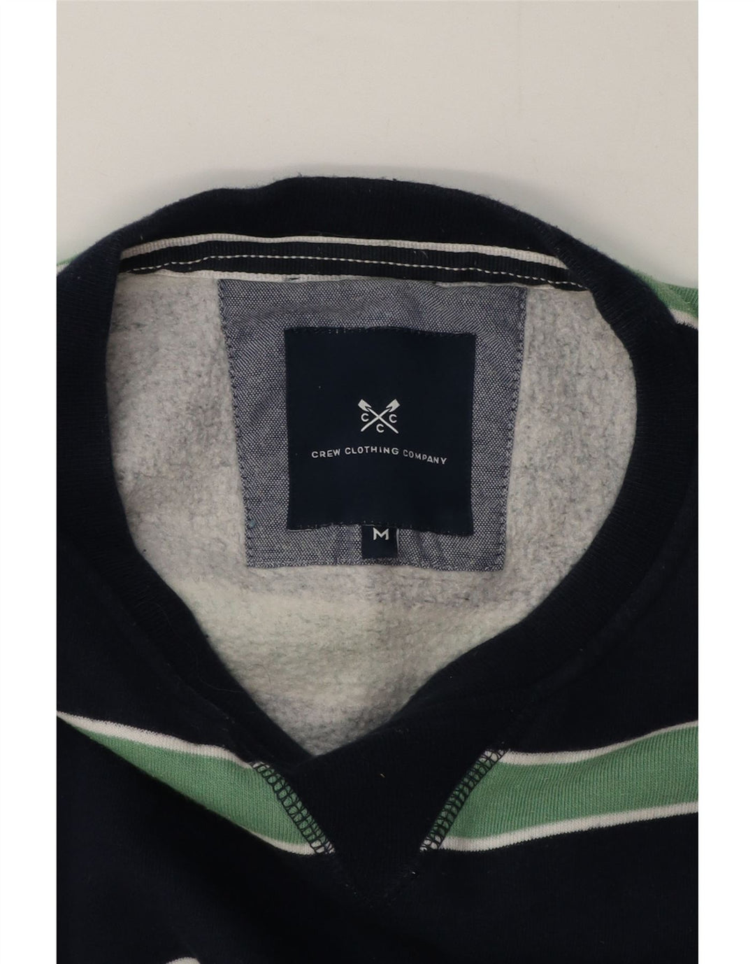 Crew Clothing Męska bluza z kapturem Sweter Średni granatowy bawełniany w paski