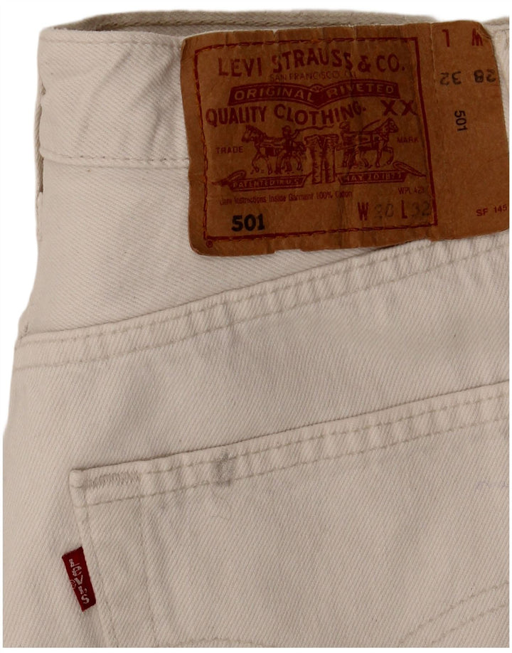 Damskie dżinsy Levi's 501 Straight W28 L32 Biała bawełna