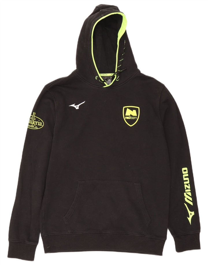 Męski sweter z kapturem i grafiką Mizuno, duży, czarny, bawełniany