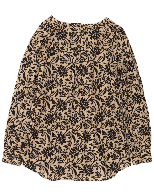 Damska bluzka o przedłużonym fasonie RALPH LAUREN UK 14, średnia beżowa bawełna w kwiaty