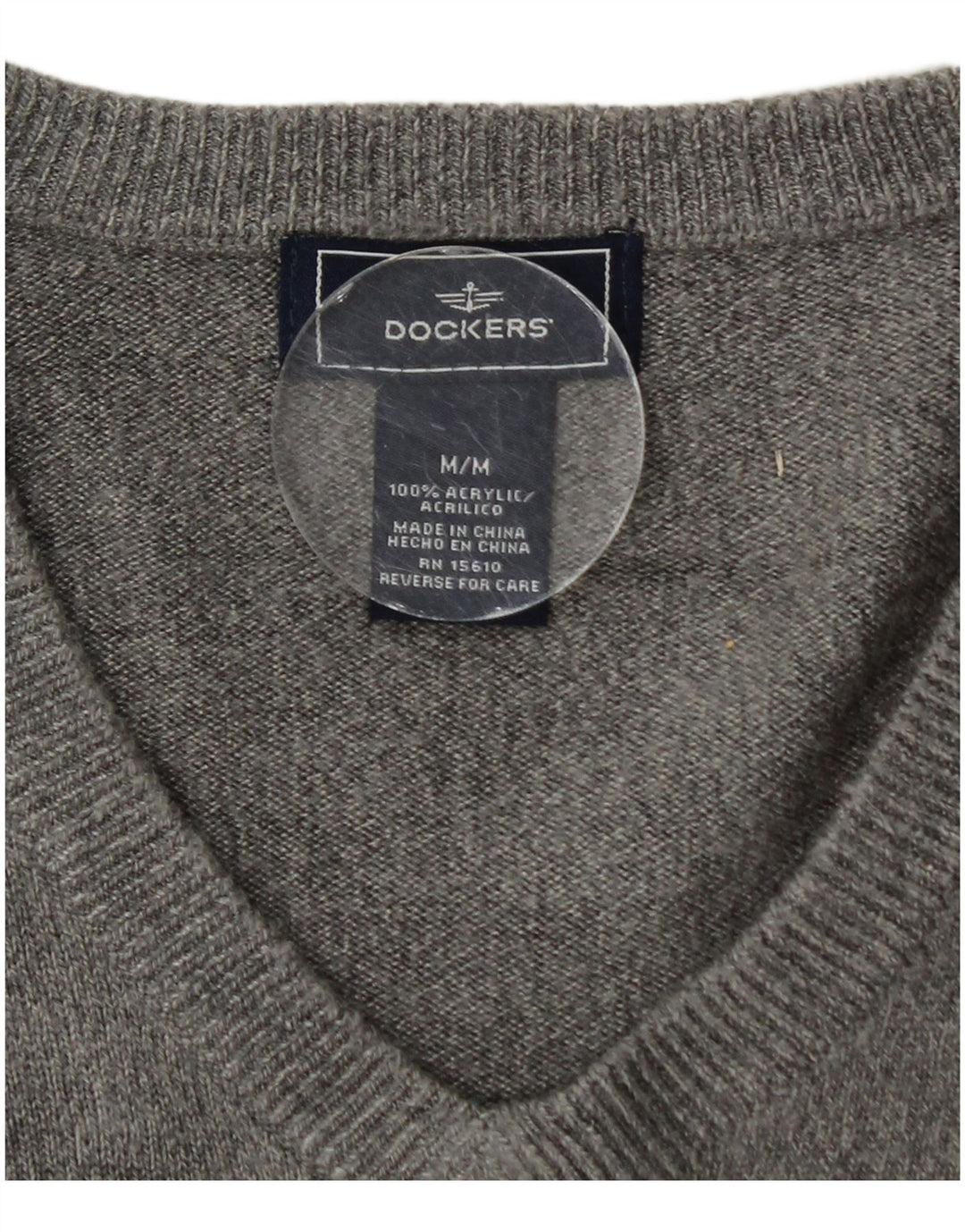 Męski sweter z dekoltem w serek Dockers, średnioszary, akrylowy