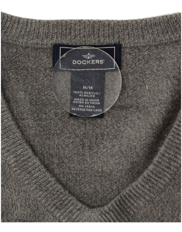 Męski sweter z dekoltem w serek Dockers, średnioszary, akrylowy
