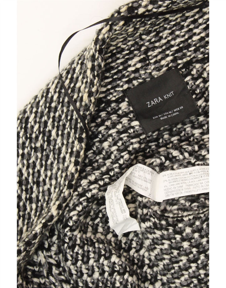 Damski sweter oversize z otwartym kardiganem ZARA UK 14, średni, czarny, nakrapiany