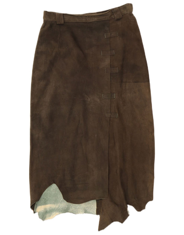 Vintage damska asymetryczna spódnica z wysokim stanem UK 14 Medium W26 L30 Khaki