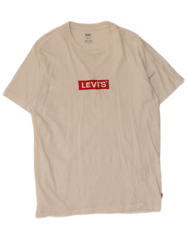 Męska koszulka Levi's o swobodnym kroju z grafiką, średnia biała bawełna