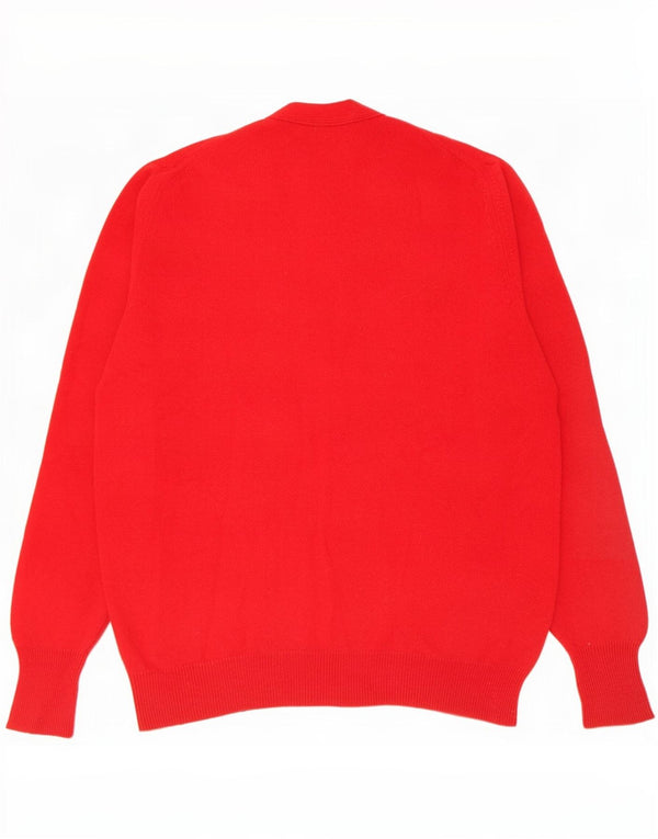 Męski sweter rozpinany William Lockie, duży, czerwony, z owczej wełny