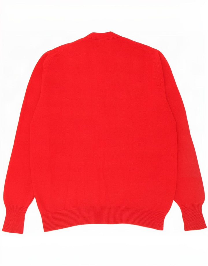 Męski sweter rozpinany William Lockie, duży, czerwony, z owczej wełny