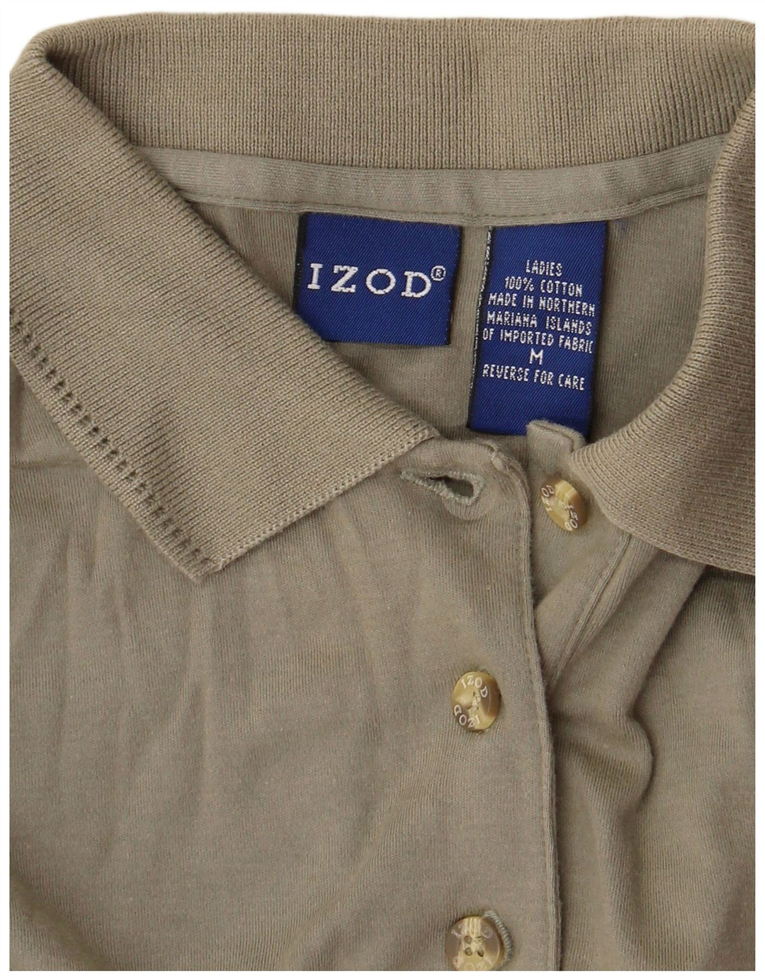 Damska koszulka polo Izod UK 14, średnia bawełna khaki