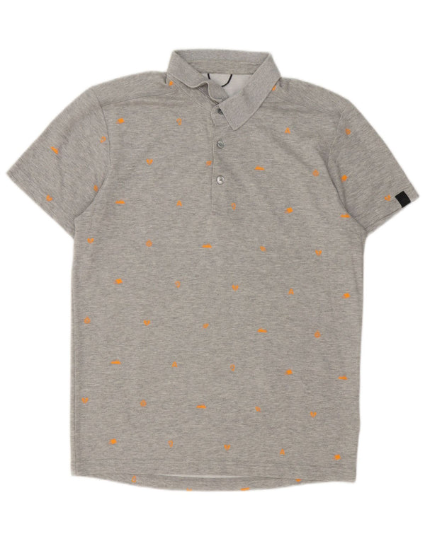 Męska koszulka polo Adidas z abstrakcyjnym wzorem UK 40/42 Średnia szara bawełna