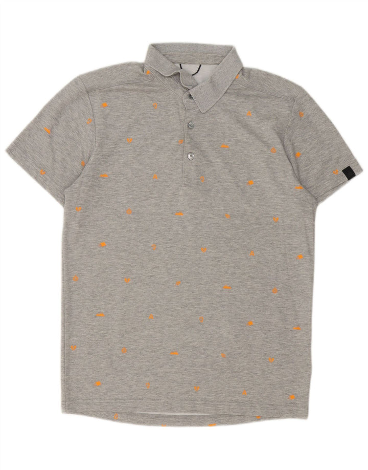 Męska koszulka polo Adidas z abstrakcyjnym wzorem UK 40/42 Średnia szara bawełna
