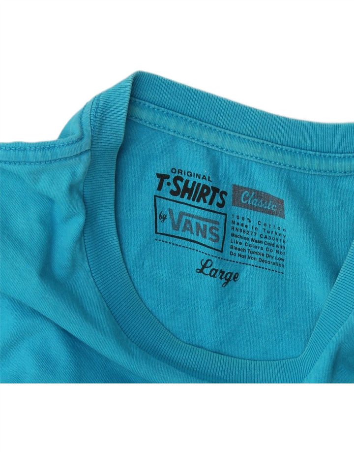 Męski T-shirt z grafiką Vans, duży, niebieski, bawełniany