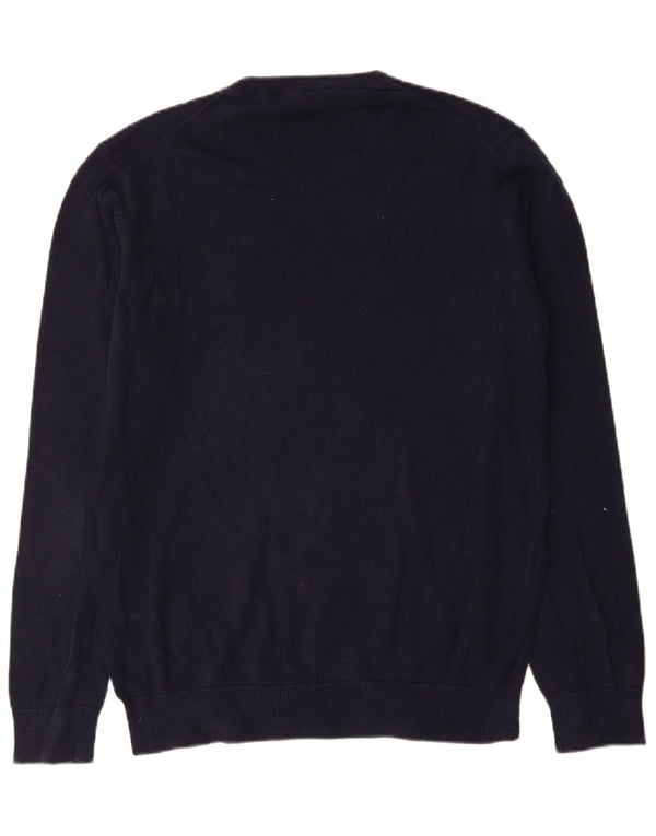 Crew Clothing Męski sweter z dekoltem w kształcie litery V, duży, granatowy, bawełniany
