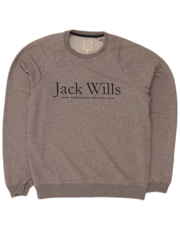 Męska bluza z grafiką Jack Wills, średnio szara, nakrapiana bawełna