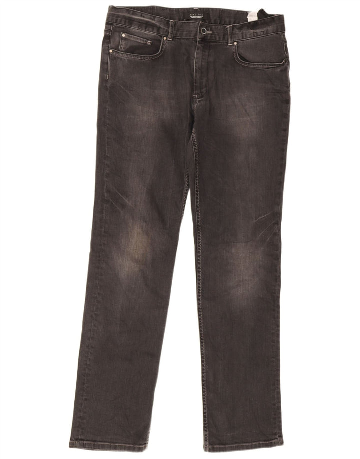 Męskie proste dżinsy Zara EU 44 Large W34 L33 Szara bawełna