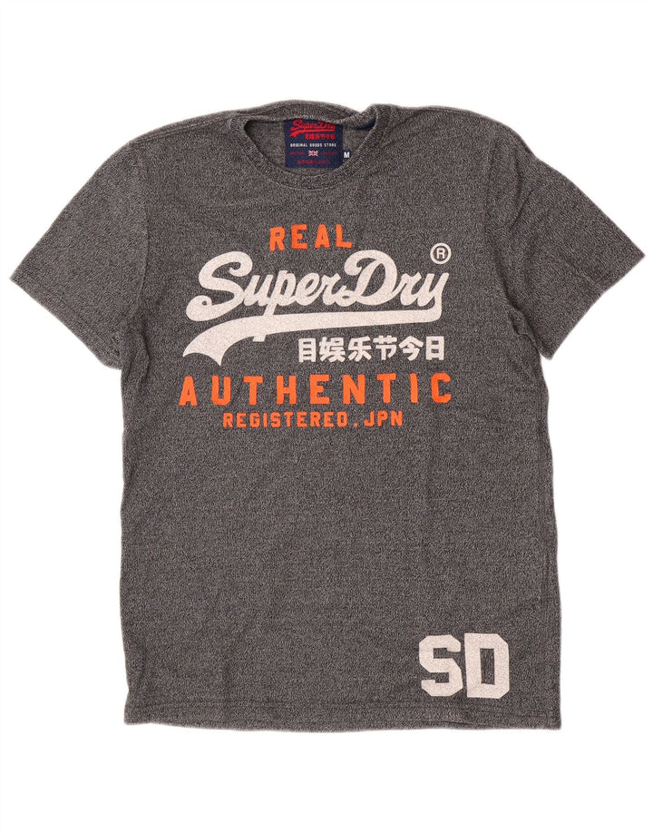 Męski T-shirt Superdry z grafiką, średnioszary, bawełniany w cętki