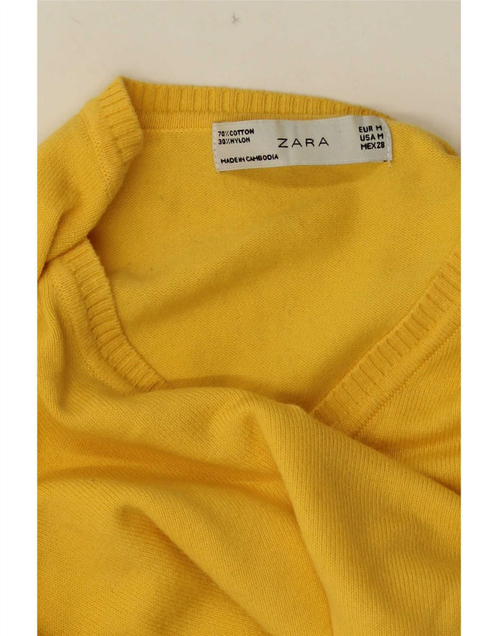 Damski sweter Zara z dekoltem w kształcie litery V, UK 12, średni żółty